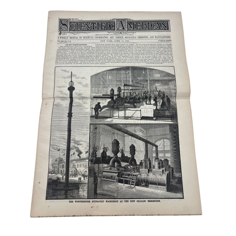 Scientific American April 11 1885 Issue  New Orleans Exposition Cover Antique
